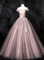 We Provide Pink Ball Gowns Tulle Off the Shoulder Appliques Quinceanera Dresses