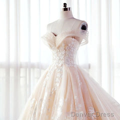 Wedding Dress Long Tulle Prom Dress With Lace Off The Shoulder