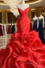 Wedding Dresses Long Train Organza Tiered Skirt Ruffled Plus Size Prom Gowns