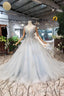 Wedding Dress V Neck Lace Up Back Beads Prom Dresses Tulle