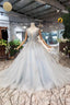 Wedding Dresses V Neck Lace Up Back Beads Prom Dress Tulle