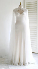 Weitese Dresses Prom Dresses Stores White Bridal Long Tulle Cape Sleeves With Embroidered Lace Appliques Long Wedding Dresses Party Dresses Formal Wear Dresses