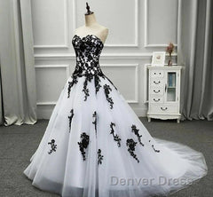 Weitese Formal WomenS Dresses Strapless Beautiful White And Black Long Prom Dresses Ball Gown Wedding Dresses Prom Clothing