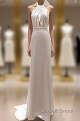 Weitese Formal WomenS Dresses White Halter Light Wedding Dresses Bride Dresses Fishtail Evening Dresses Prom Dresses Stores