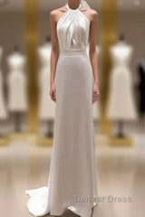 Weitese Formal WomenS Dresses White Halter Light Wedding Dresses Bride Dresses Fishtail Evening Dresses Prom Dresses Stores