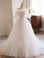 White A-Line Tulle Long Prom Dress, White Formal Dress