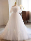 White A Line Tulle Long Prom Dress, White Prom Dresses