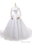 White Ball Gowns Off The Shoulder Long Sleeve Appliques Wedding Dresses