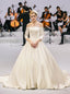White Ball Gowns Satin Off The Shoulder Long Sleeve Wedding Dresses