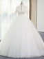 White Ball Gowns Satin Tulle High Neck Short Sleeve Wedding Dresses With Bow