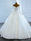 White Ball Gowns Sequins Off the Shoulder Long Sleeve Beading Wedding Dresses