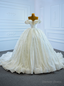 White Ball Gowns Sequins Off the Shoulder Pearl Wedding Dresses