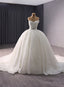 White Ball Gowns Sequins Strapless Pearls Wedding Dresses