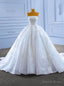 White Ball Gowns Sequins Tulle Strapless Beading Wedding Dresses