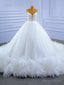 White Ball Gowns Spaghetti Straps Pearls Wedding Dresses