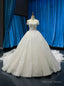 White Ball Gowns Tulle Appliques Off the Shoulder Wedding Dresses With Sequins
