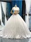 White Ball Gowns Tulle Appliques Off The Shoulder Wedding Dresses With Train