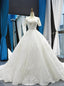 White Ball Gowns Tulle Appliques Short Sleeve Wedding Dresses With Train