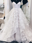 White Ball Gowns Tulle Appliques Sweetheart Wedding Dresses