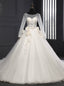 White Ball Gowns Tulle Backless Tulle Train Wedding Dresses