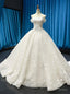 White Ball Gowns Tulle Embroidery Off the Shoulder Wedding Dresses
