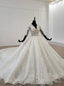 White Ball Gowns Tulle Lace Appliques V Neck Half Sleeve Wedding Dresses