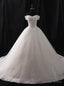 White Ball Gowns Tulle Off The Shoulder Appliques Wedding Dresses