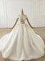 White Ball Gowns Tulle Off the Shoulder Beading Wedding Dresses