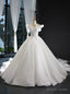 White Ball Gowns Tulle Sequins Appliques Backless Wedding Dresses
