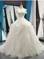 White Ball Gowns Tulle Sequins Off the Shoulder Luxury Wedding Dresses With Beading