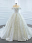 White Ball Gowns Tulle Sequins Off the Shoulder Pearls Wedding Dresses