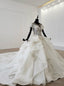 White Ball Gowns Tulle Sequins Wedding Dresses With Train