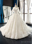 White Ball Gowns Tulle Star Embrodiery Lace Backless Wedding Dresses