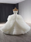 White Ball Gowns Tulle Strapless Tiers Wedding Dresses