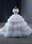 White Ball Gowns Tulle Tiers Sequins Wedding Dresses
