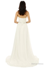 White Chiffon Sweetheart With Beading Pleats Bridesmaid Dresses