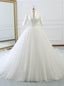 White Deep V Neck High Neck Short Sleeve Wedding Dresses