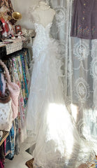 White Gentle Water Gloss Mermaid Sequin Applique Long Prom Dress Gorgeous One Shoulder Wedding Evening Dress