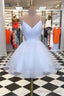 White Homecoming Dress Spaghetti-Straps V Neck Short Homecoming Dresses