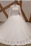 White/Ivory Long Sleeve Lace Muslim Wedding Dresses Uk High Neck Bridal Gowns
