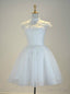 White Knee Length Cap Sleeve Tulle Short Wedding Dresses
