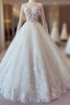 White Lace Long Sleeve Ball Gowns Prom Dress Wedding Dresses