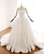 White Lace Satin Long Wedding Dresses, Lace Satin Long Bridal Gowns