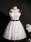 White Lace Straps Homecoming Dresses