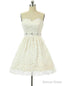 White Lace Sweetheart Homecoming Dresses