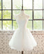 White Lace Tulle Short Prom Dress, Homecoming Dresses