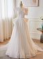 White Lace Tulle Short Sleeve Wedding Dresses