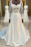 White Long Sleeve A Line Wedding Dresses