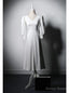 White Long Sleeve V Neck Button Wedding Dresses