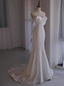 White Mermaid Bow Satin Strapless Wedding Dresses